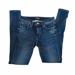 Express Dark Wash Skinny Jeans Mid Rise Stretch Denim Size 0